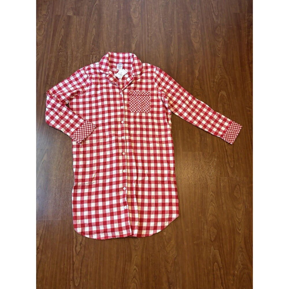 Lands End Draper James Flannel Long Sleeve Sleepshirt Nightgown Size L Pocket